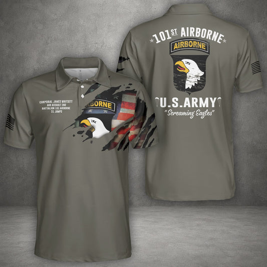 Custom Name, Rank & Unit US Army 101st Airborne Division  Polo Shirt