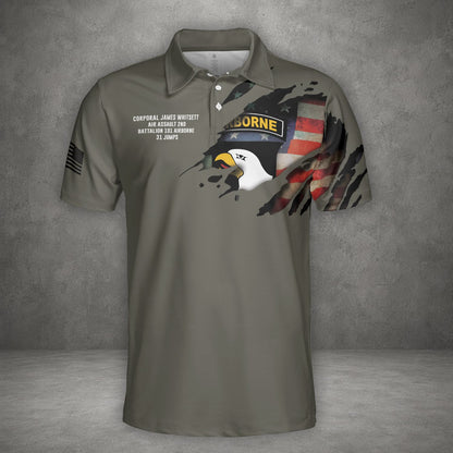 Custom Name, Rank & Unit US Army 101st Airborne Division  Polo Shirt