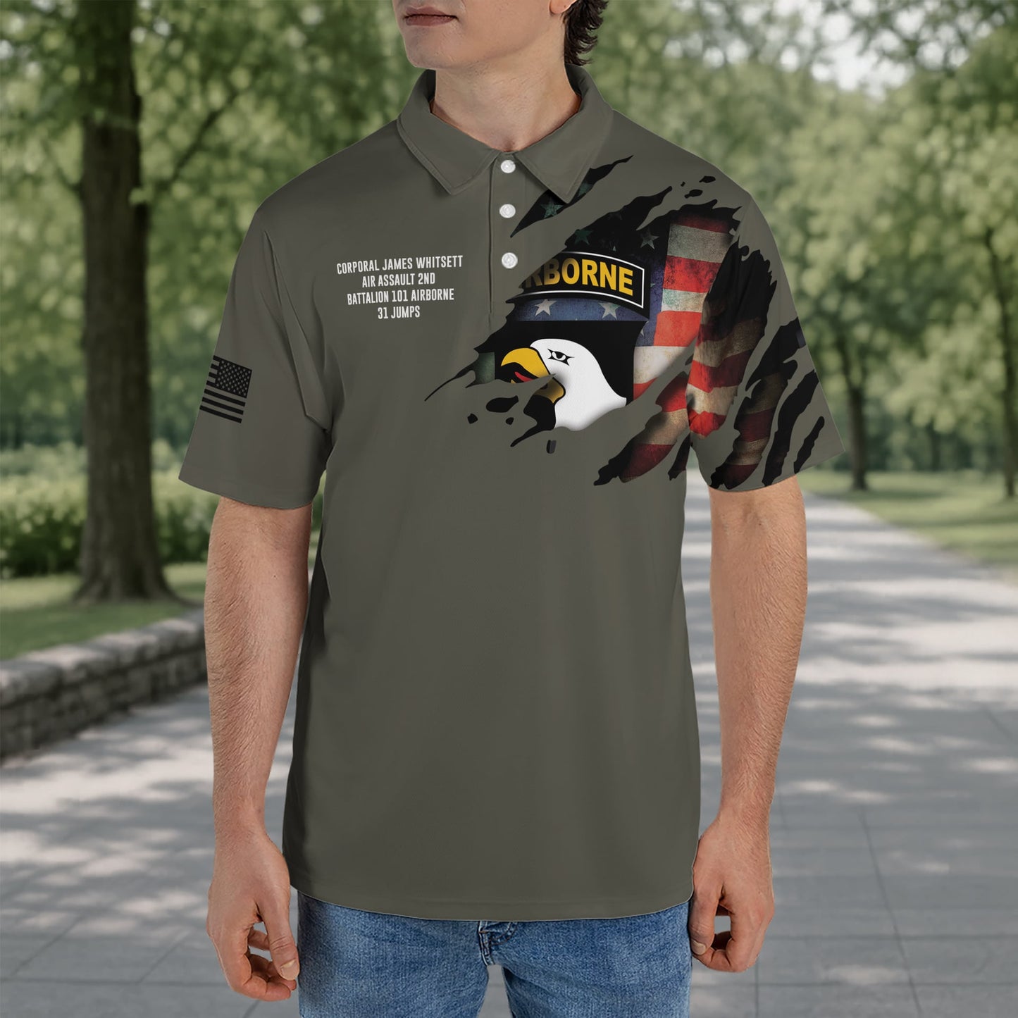 Custom Name, Rank & Unit US Army 101st Airborne Division  Polo Shirt