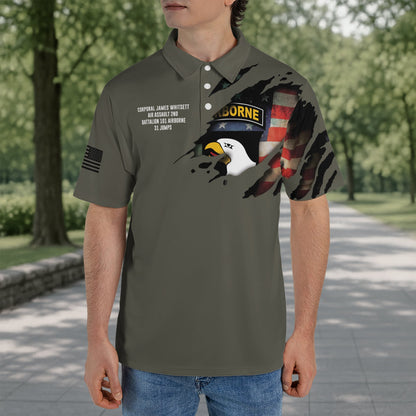 Custom Name, Rank & Unit US Army 101st Airborne Division  Polo Shirt
