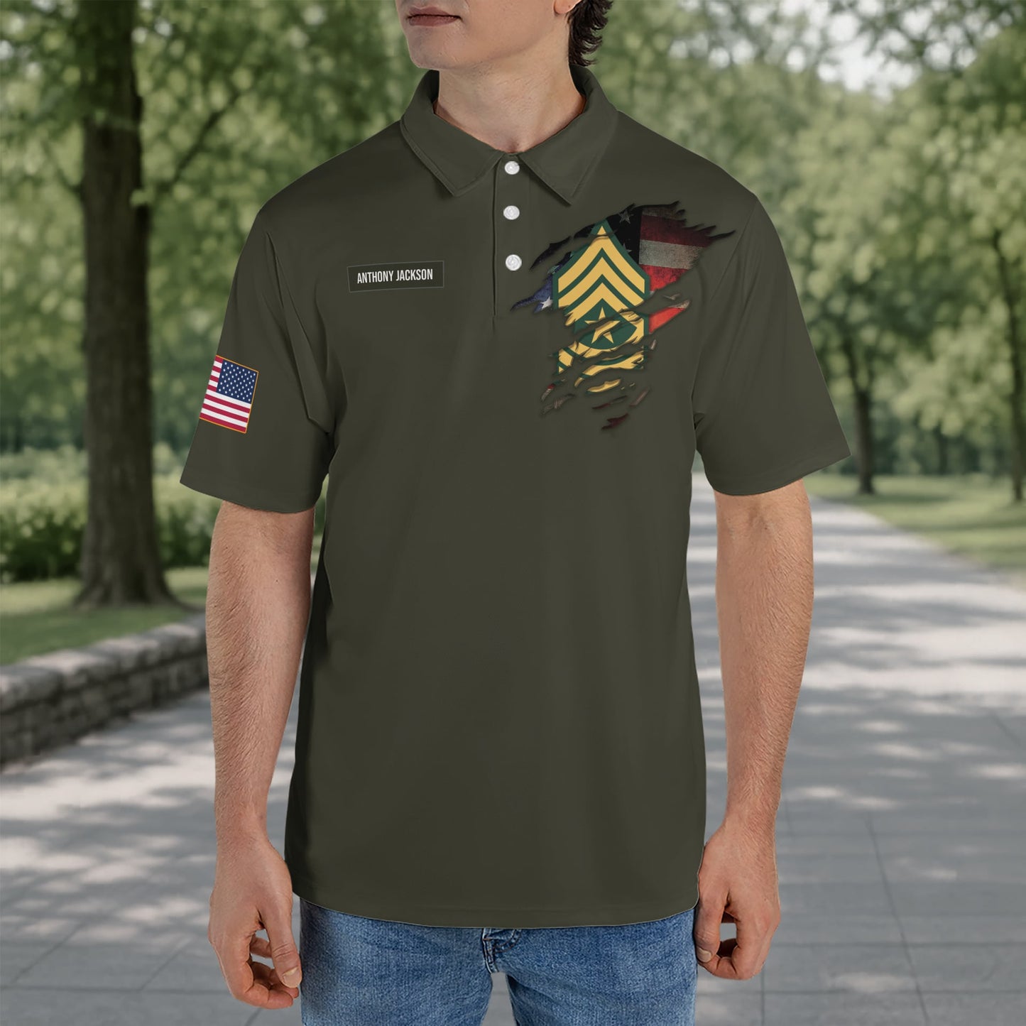Custom Name, Rank & Unit US Army 82nd Airborne Division Veteran Paratrooper Polo Shirt