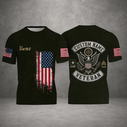Custom Name Veteran 3D Graphic Unisex T-Shirt