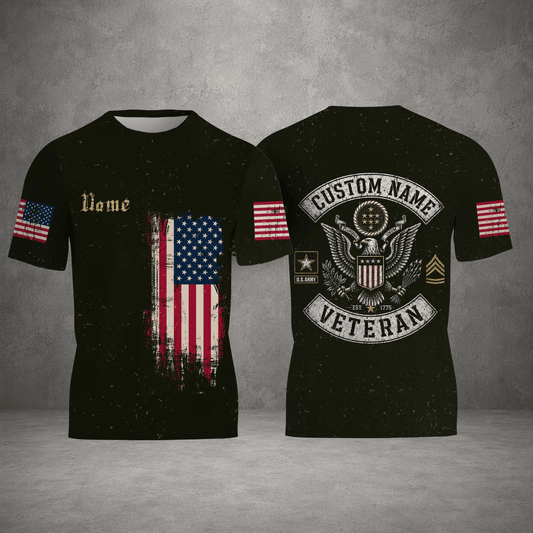 Custom Name Veteran 3D Graphic Unisex T-Shirt