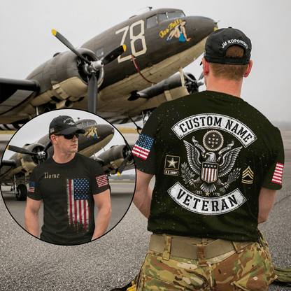Custom Name Veteran 3D Graphic Unisex T-Shirt