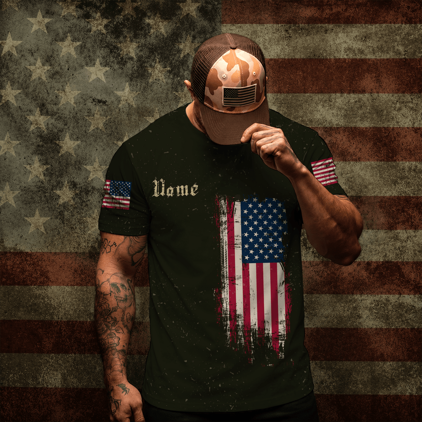 Custom Name Veteran 3D Graphic Unisex T-Shirt