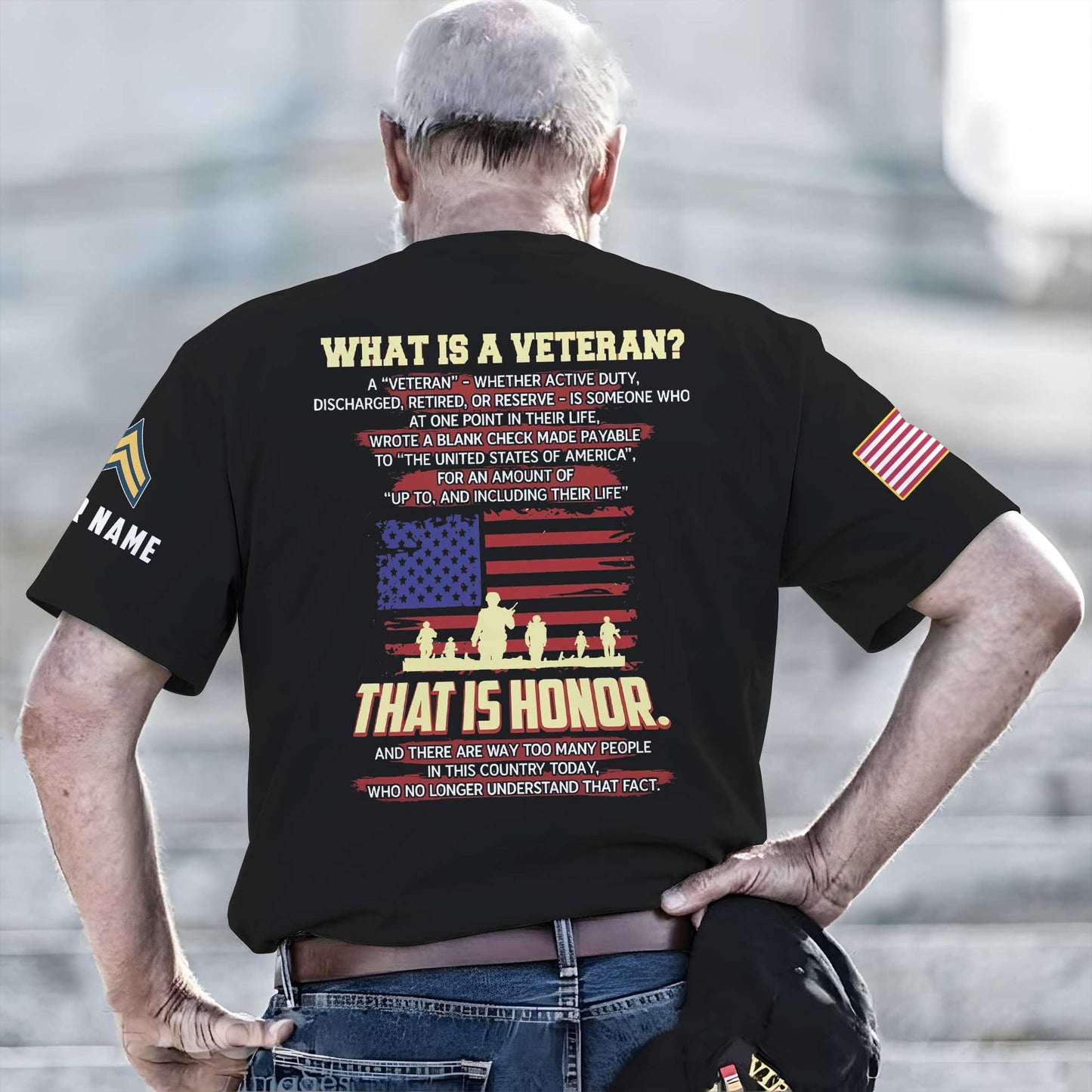Custom Name What Is A Veteran US. Army American Honor Vet 3D T-Shirt