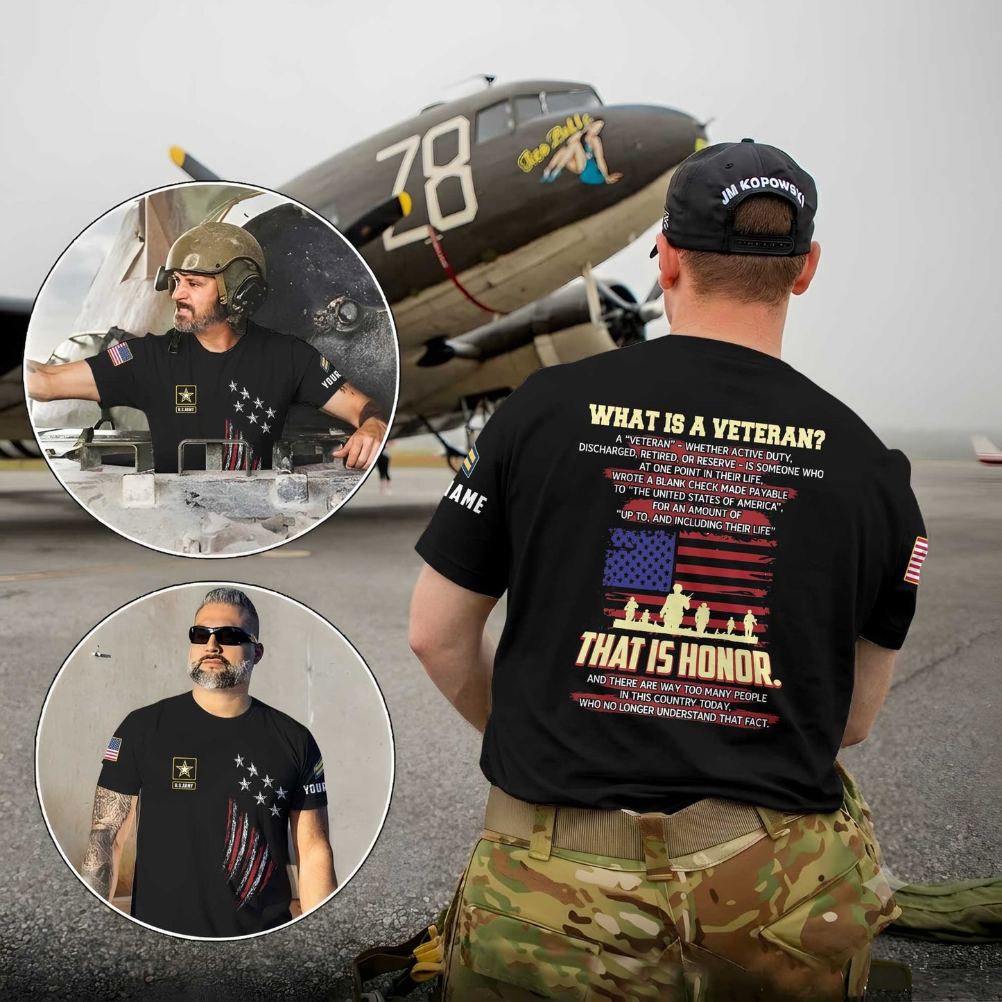 Custom Name What Is A Veteran US. Army American Honor Vet 3D T-Shirt