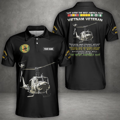 Custom Name US Army Bell UH-1 Iroquois Vietnam Veteran We Were America Had Proud Polo Shirt