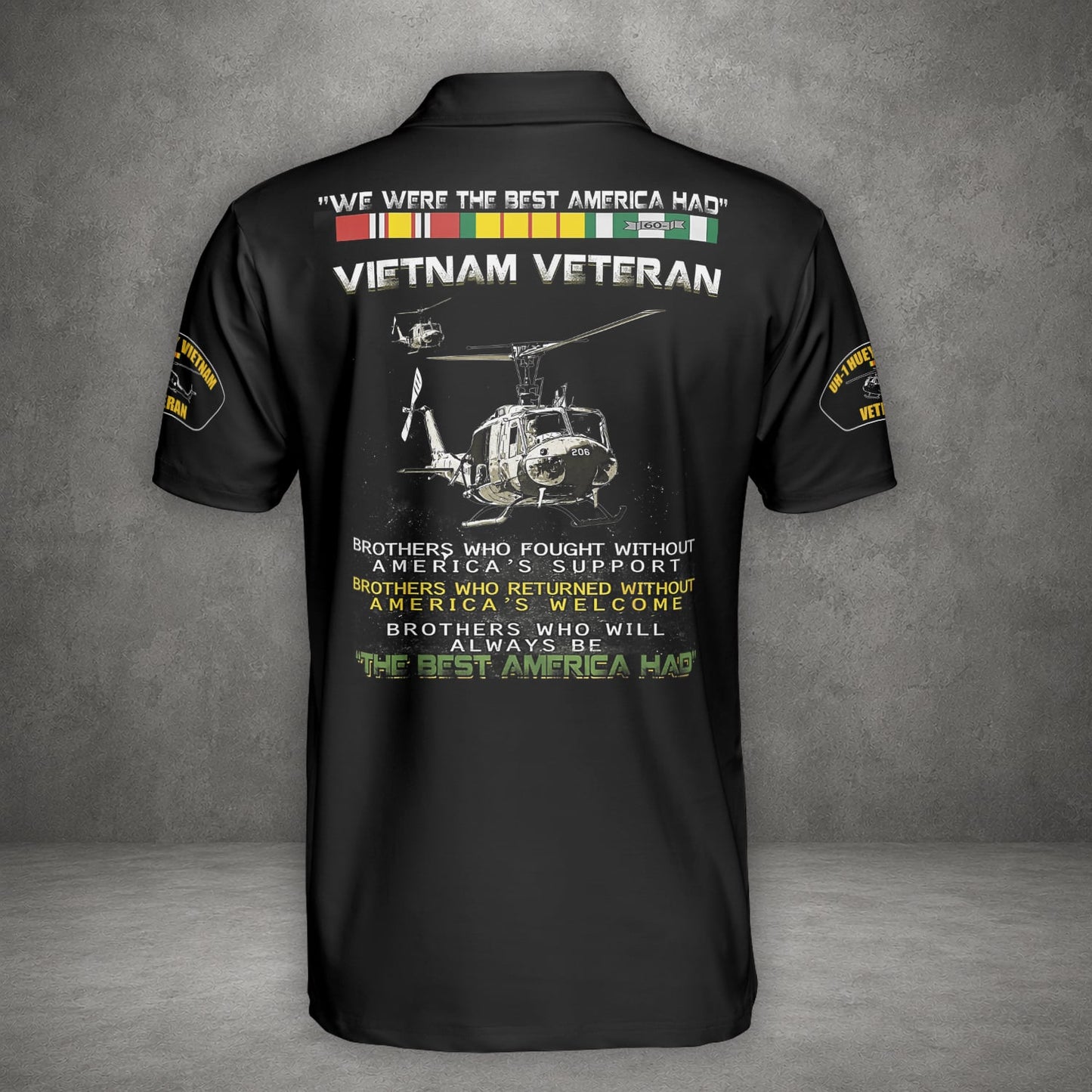 Custom Name US Army Bell UH-1 Iroquois Vietnam Veteran We Were America Had Proud Polo Shirt