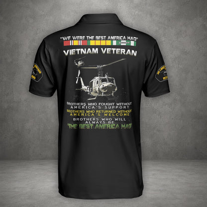 Custom Name US Army Bell UH-1 Iroquois Vietnam Veteran We Were America Had Proud Polo Shirt