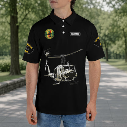 Custom Name US Army Bell UH-1 Iroquois Vietnam Veteran We Were America Had Proud Polo Shirt