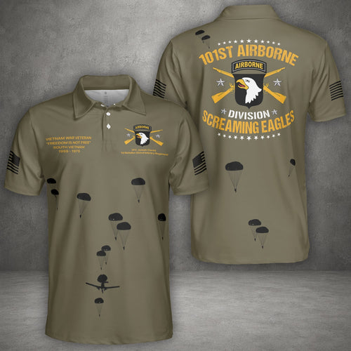 Custom Name, Rank & Unit US Army 101st Airborne Division Screaming Eagles Polo Shirt