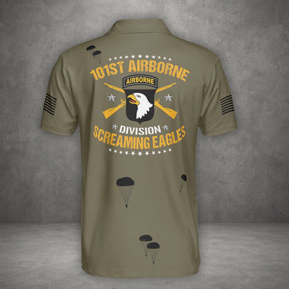 Custom Name, Rank & Unit US Army 101st Airborne Division Screaming Eagles Polo Shirt