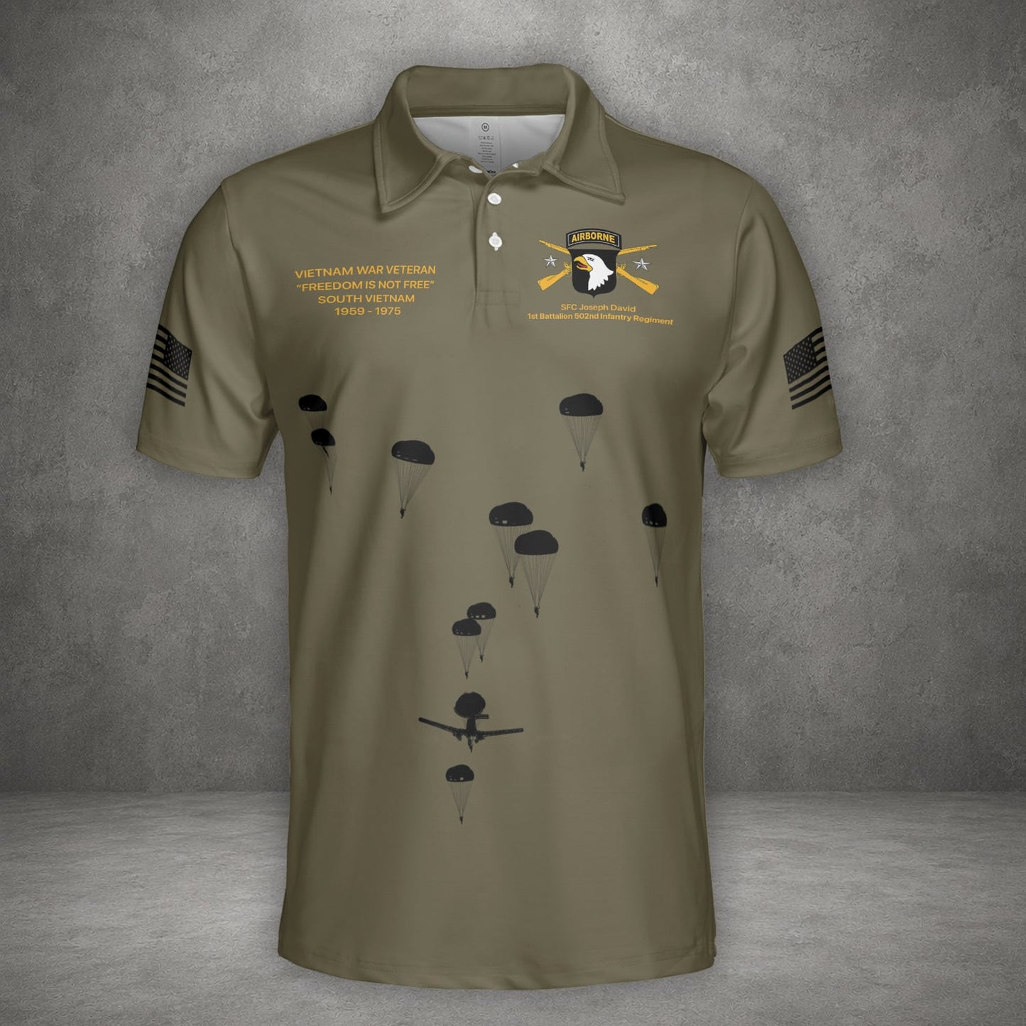 Custom Name, Rank & Unit US Army 101st Airborne Division Screaming Eagles Polo Shirt