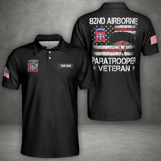 Custom Name US Army 82nd Airborne Division Veteran Polo Shirt