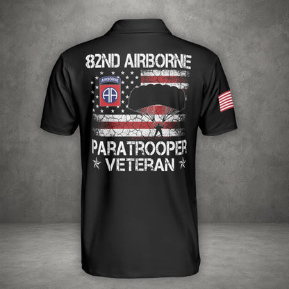 Custom Name US Army 82nd Airborne Division Veteran Polo Shirt