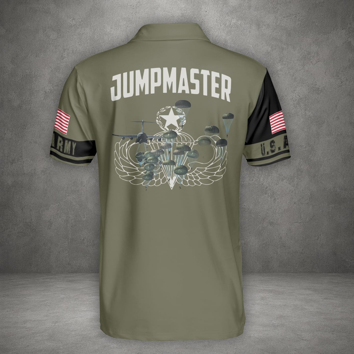 Custom Name US Army 82nd Airborne Paratrooper Jumpmaster Polo Shirt