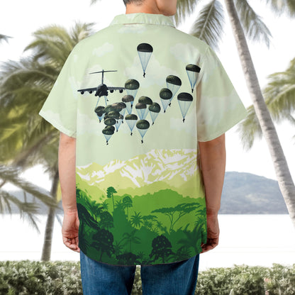 US Army Paratroopers With The 82nd Airborne Division Parachute Hawaiian Shirt