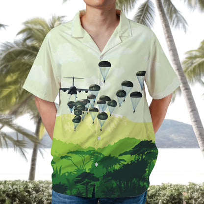 US Army Paratroopers With The 82nd Airborne Division Parachute Hawaiian Shirt