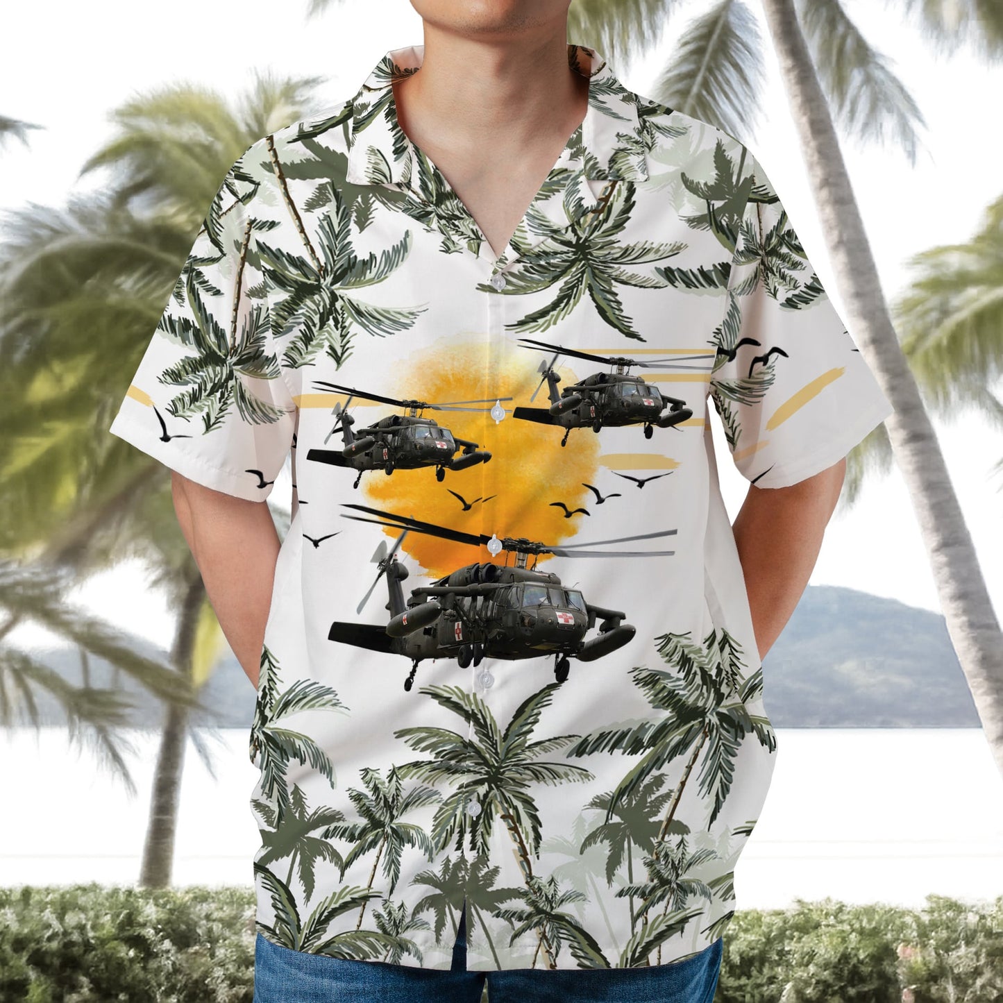 US Army UH60 Blackhawk MEDEVAC Helicopter Hawaiian Shirt
