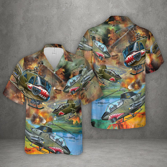 US Army Huey Cobra Helicopter Vietnam Veteran  Hawaiian Shirt