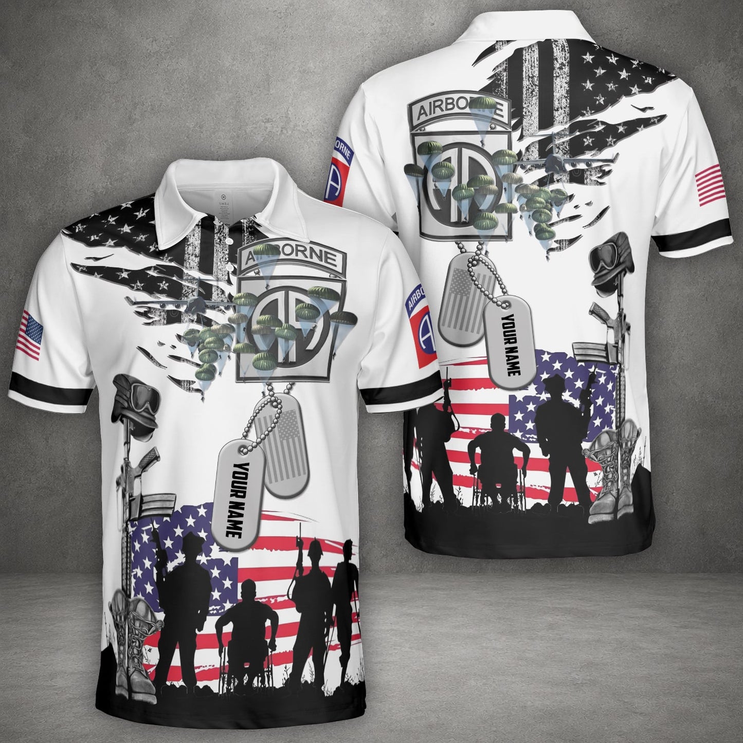 Custom Name US Army 82nd Airborne Polo Shirt
