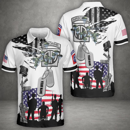 Custom Name US Army 82nd Airborne Polo Shirt
