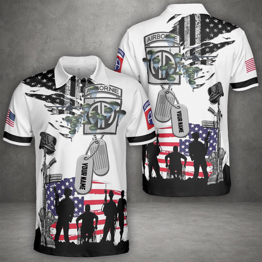 Custom Name US Army 82nd Airborne Polo Shirt