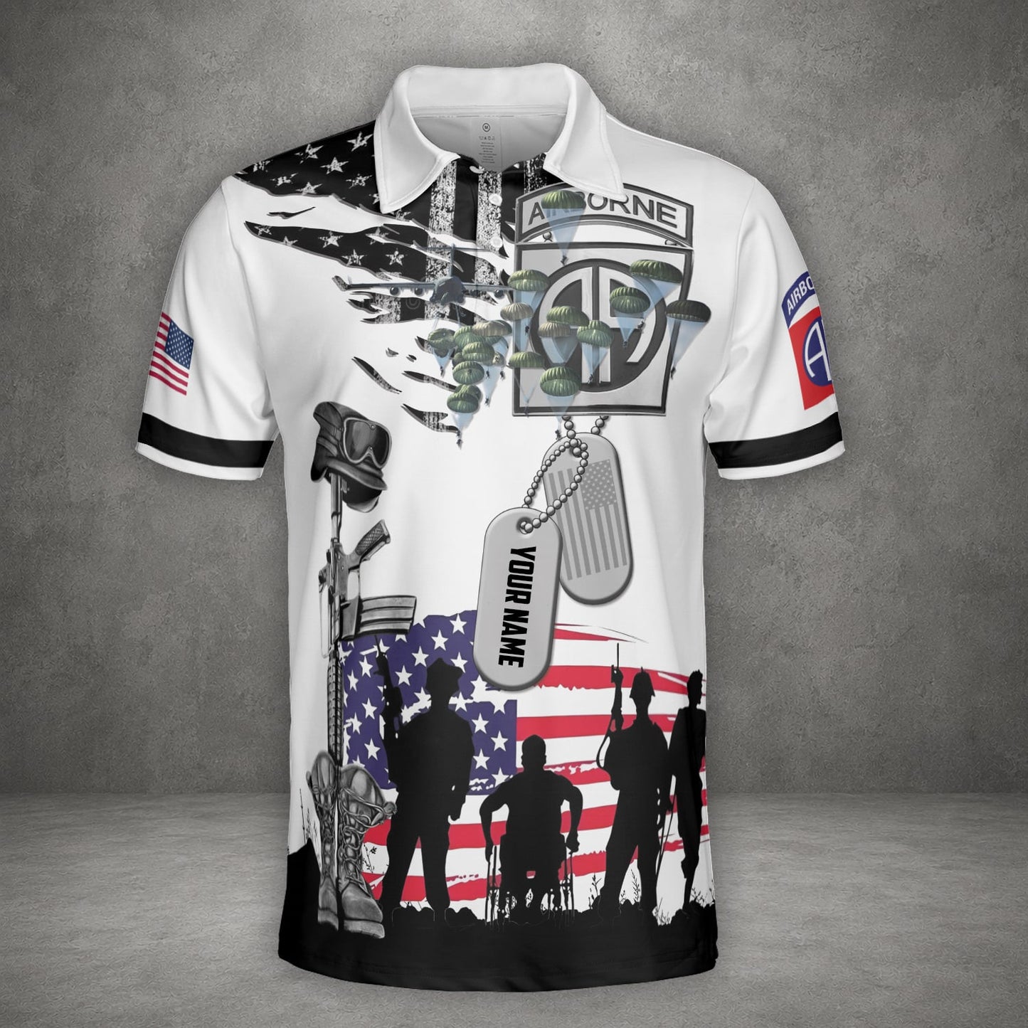 Custom Name US Army 82nd Airborne Polo Shirt