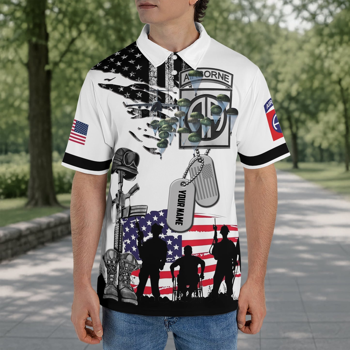 Custom Name US Army 82nd Airborne Polo Shirt