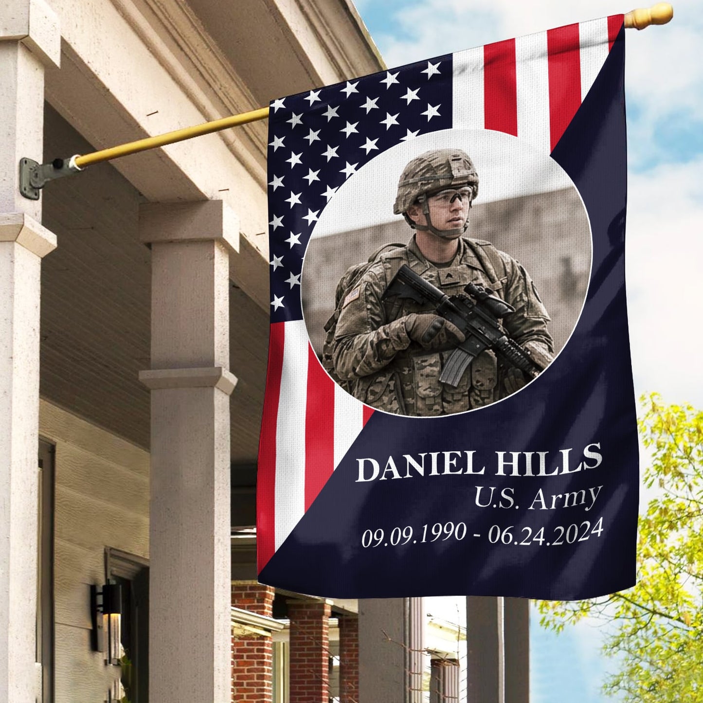 Personalized Military Veteran Memorial Flag Double Sided Garden House Outdoor Flag