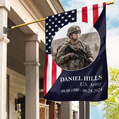 Personalized Military Veteran Memorial Flag Double Sided Garden House Outdoor Flag