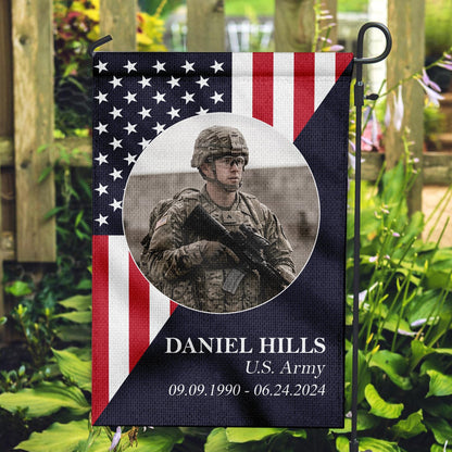 Personalized Military Veteran Memorial Flag Double Sided Garden House Outdoor Flag