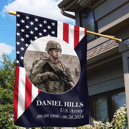 Personalized Military Veteran Memorial Flag Double Sided Garden House Outdoor Flag