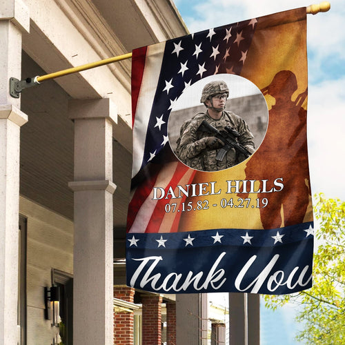 Custom Name, Year & Image US Military Army Memorial Day Garden/House Flag