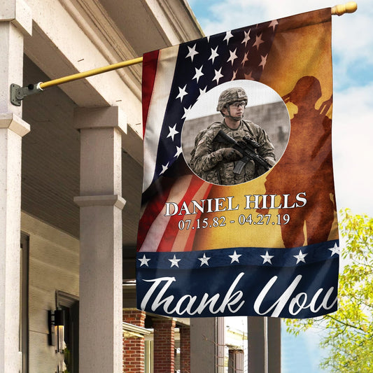 Custom Name, Year & Image US Military Army Memorial Day Garden/House Flag