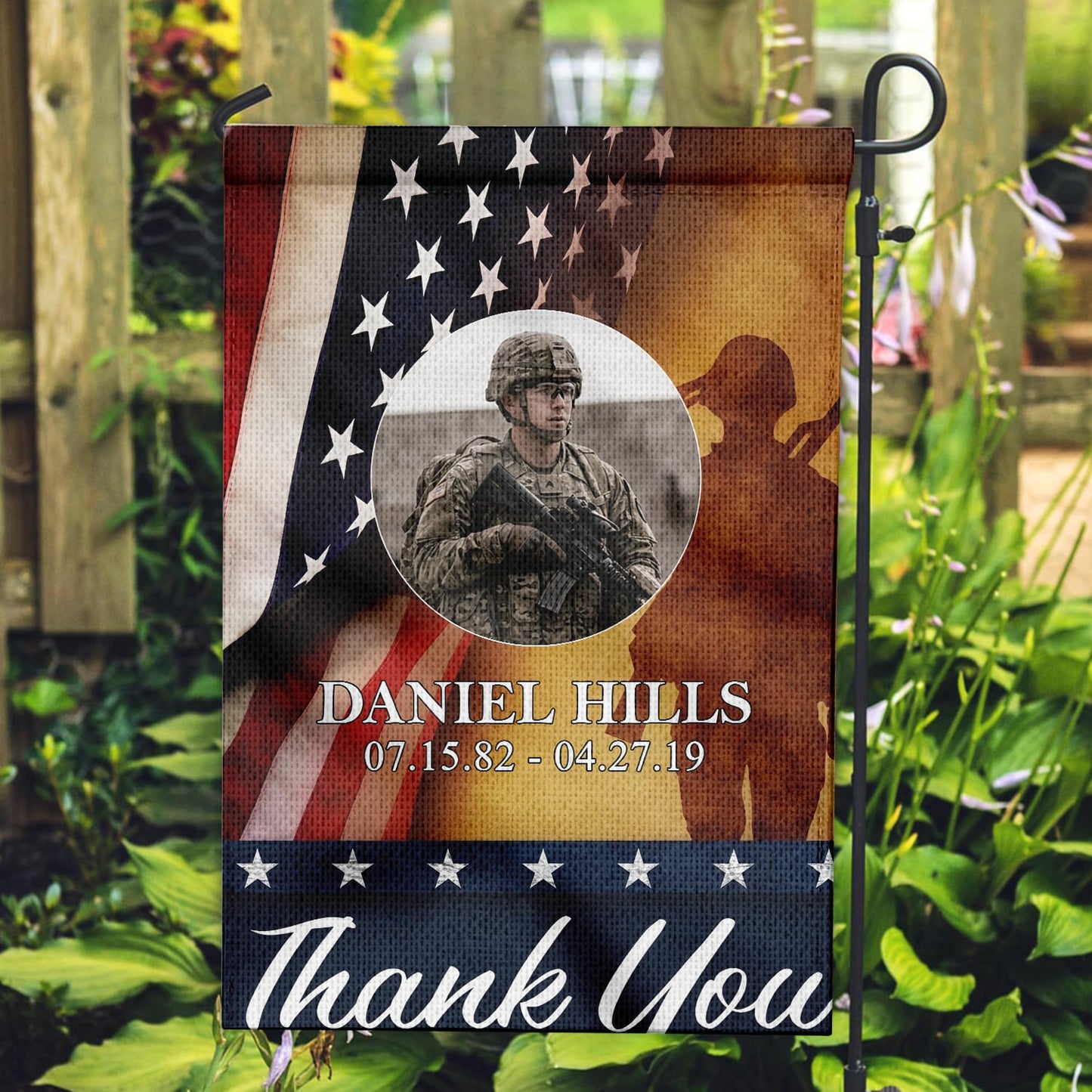 Custom Name, Year & Image US Military Army Memorial Day Garden/House Flag