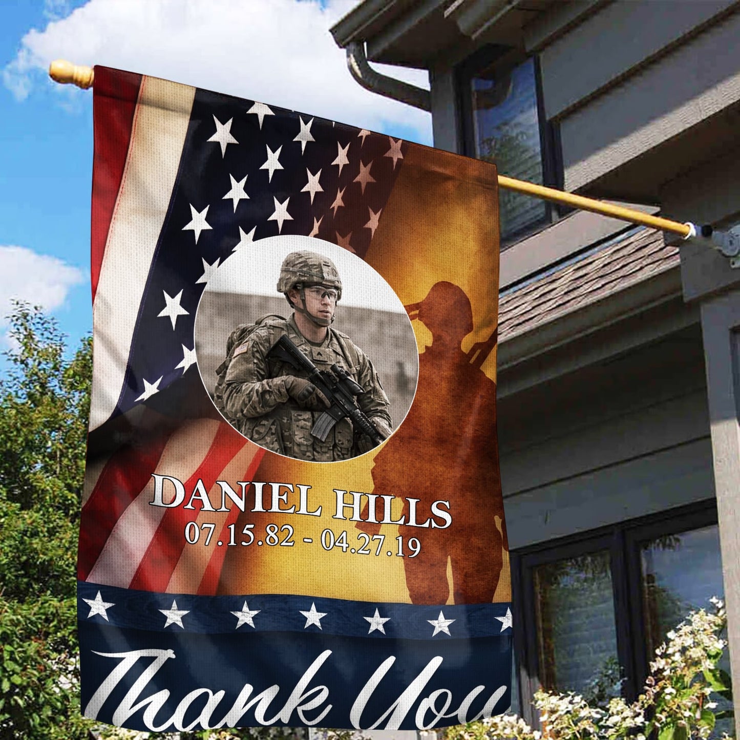 Custom Name, Year & Image US Military Army Memorial Day Garden/House Flag
