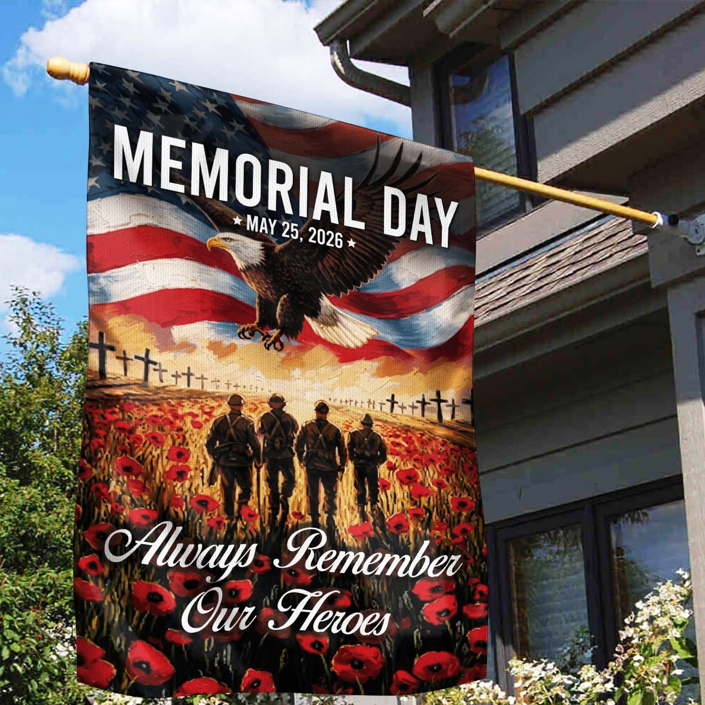American US Army Military Memorial Day Flag Patriotic Garden House Decor