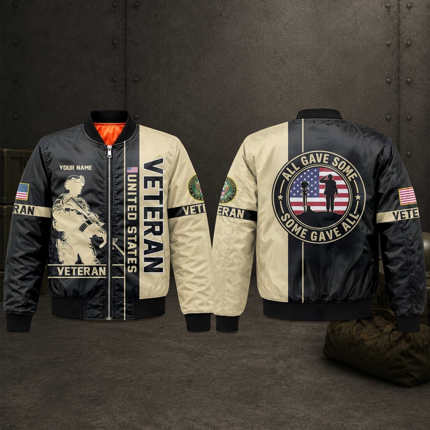 Vietnam Veteran Bomber Jacket Men Military Army Flight Jacket Patriotic Coat