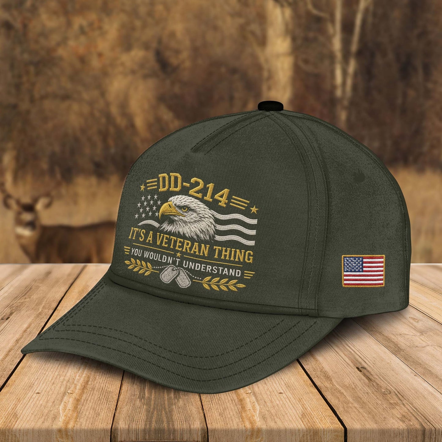 DD-214 Veteran Embroidered Cap, Patriotic Military Eagle Baseball Hat