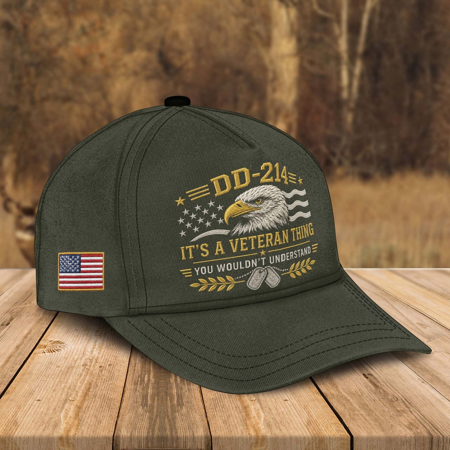 DD-214 Veteran Embroidered Cap, Patriotic Military Eagle Baseball Hat