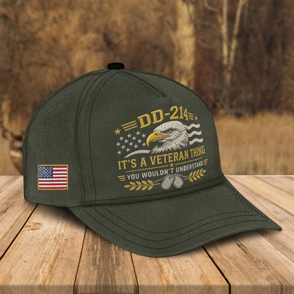 DD-214 Veteran Embroidered Cap, Patriotic Military Eagle Baseball Hat