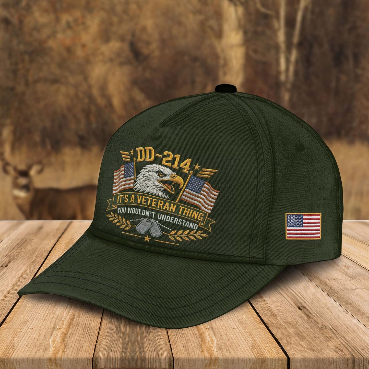 DD-214 Veteran Embroidered Baseball Cap, Patriotic Military Eagle Hat