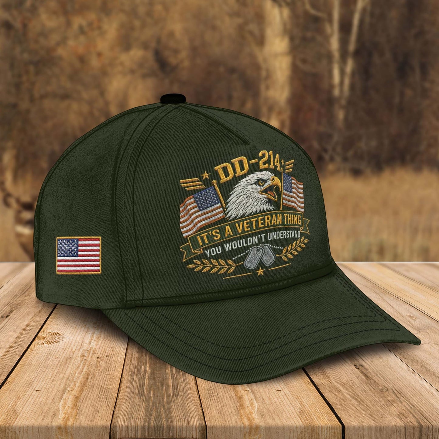 DD-214 Veteran Embroidered Baseball Cap, Patriotic Military Eagle Hat