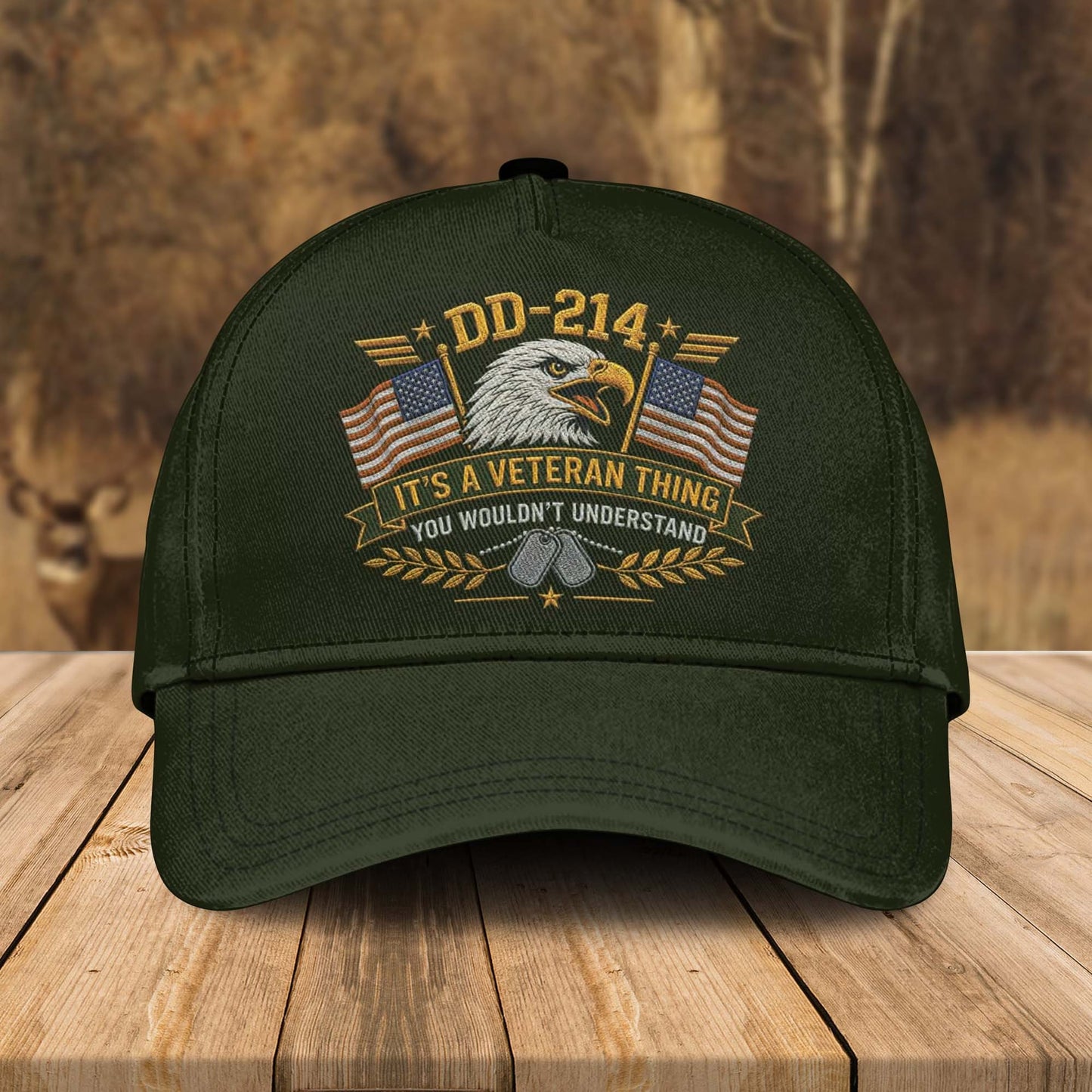 DD-214 Veteran Embroidered Baseball Cap, Patriotic Military Eagle Hat