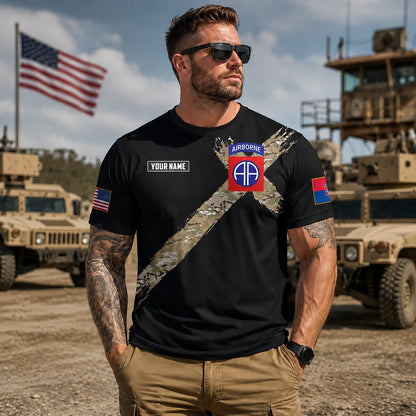 Custom Name US Army Paratroopers With The 82nd Airborne Division Parachute 3D T-Shirt