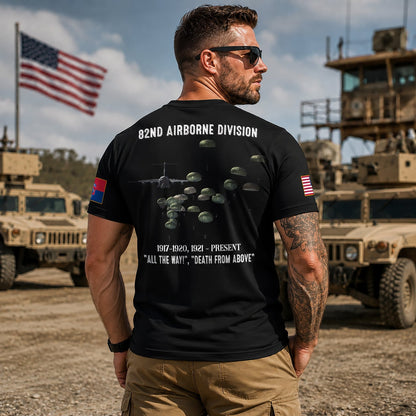 Custom Name US Army Paratroopers With The 82nd Airborne Division Parachute 3D T-Shirt