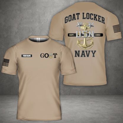 Custom Name US Navy Master Chief GOAT Since 1893 3D T-Shirt