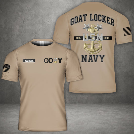 Custom Name US Navy Master Chief GOAT Since 1893 3D T-Shirt